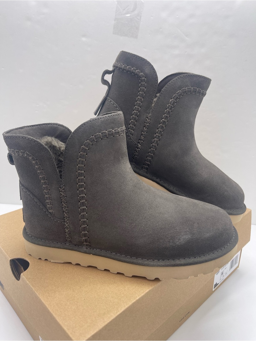 UGG Women’s Classic Mini Elaria Boots W1178831 MLSS Suede Sheepskin Booties - Picture 5 of 16